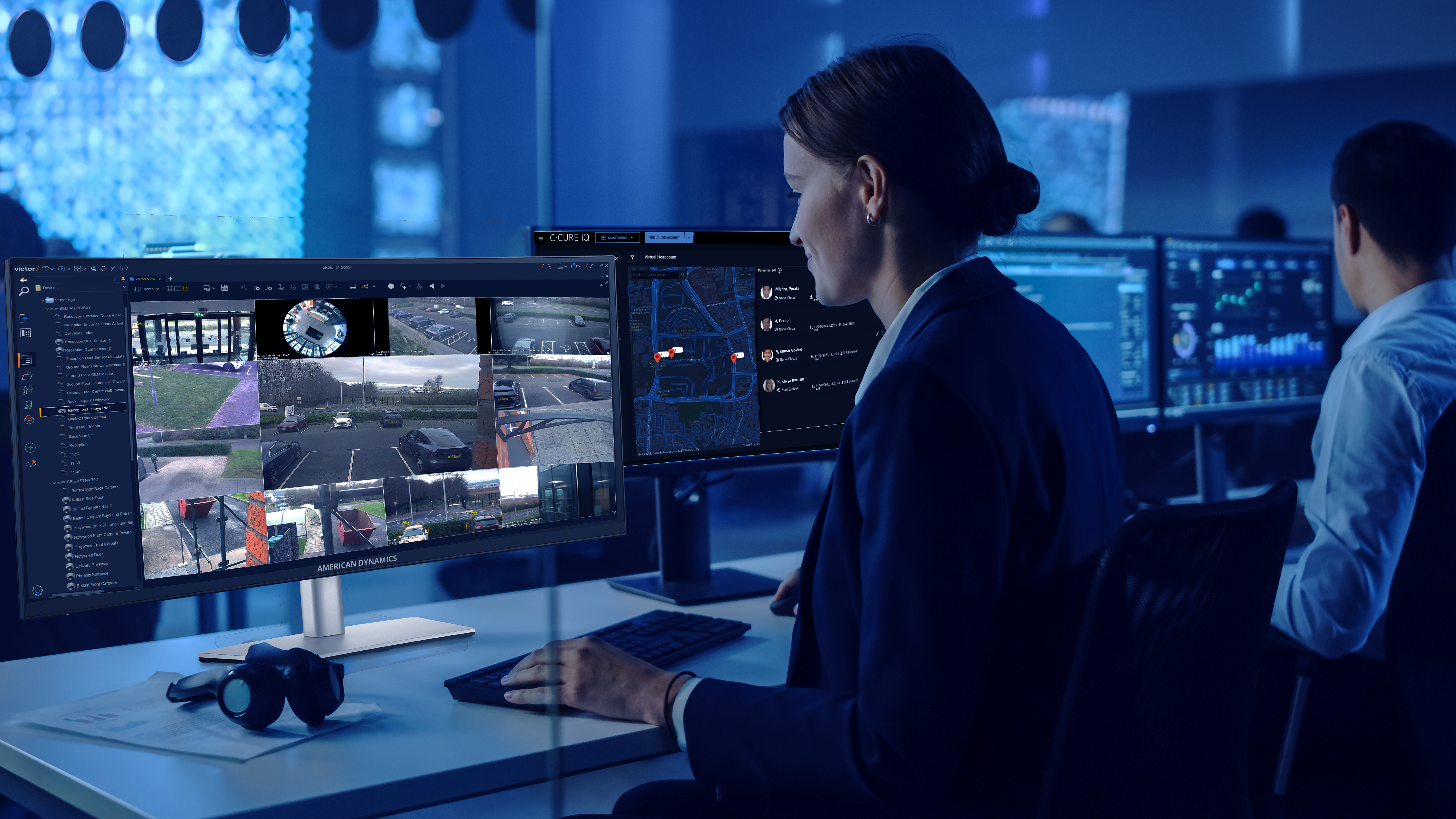 AD desktop monitors with CCURE IQ and victor